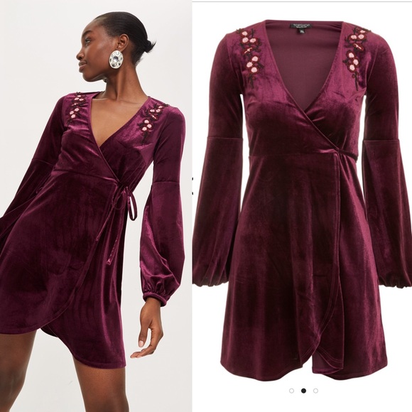 topshop velvet wrap dress